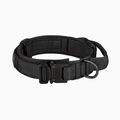 Black tactical dog collar with handle